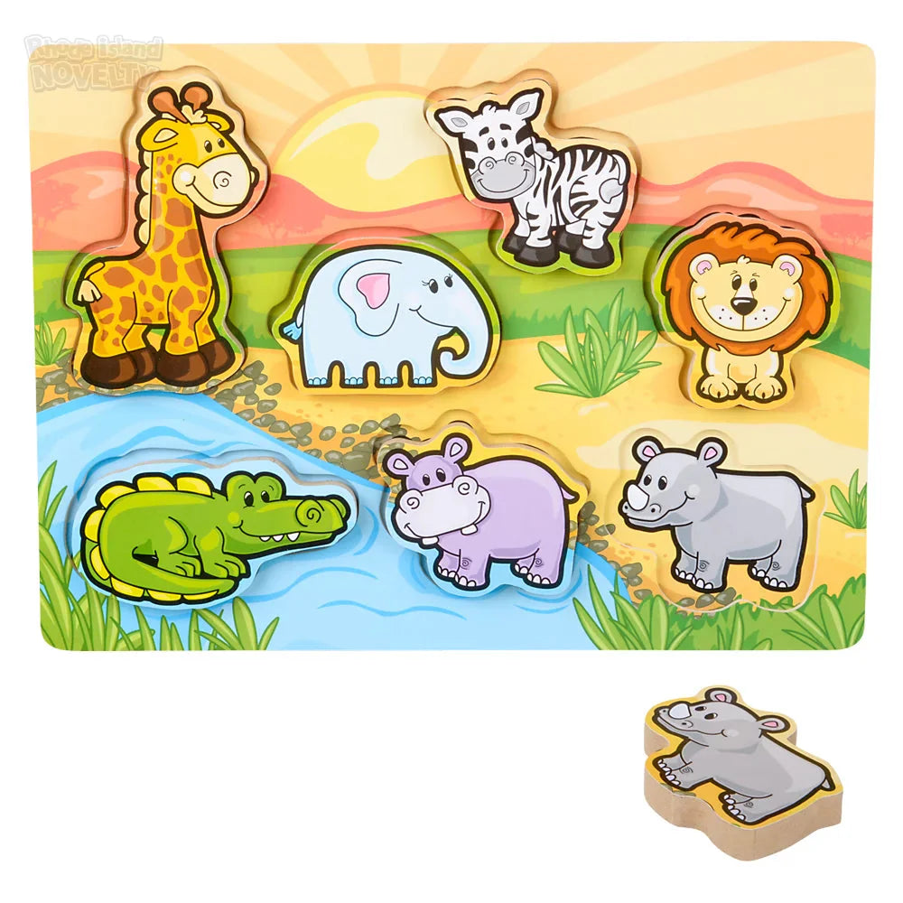 7 Piece Chunky Safari Toon Wooden Puzzle