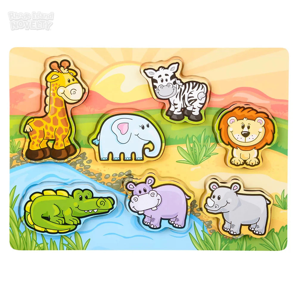7 Piece Chunky Safari Toon Wooden Puzzle