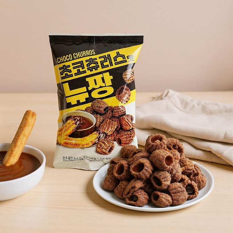 JAYONE Choco Churros Snack 3.9oz - Korean Crunchy Chocolate Churro Sticks