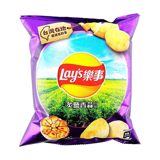 Lay's Taiwan Potato Chips ,Roasted Salt & Garlic Flavor , 32g