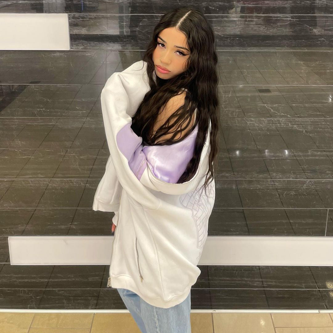 Praying Rabbit Hoodie (White/Lavender)