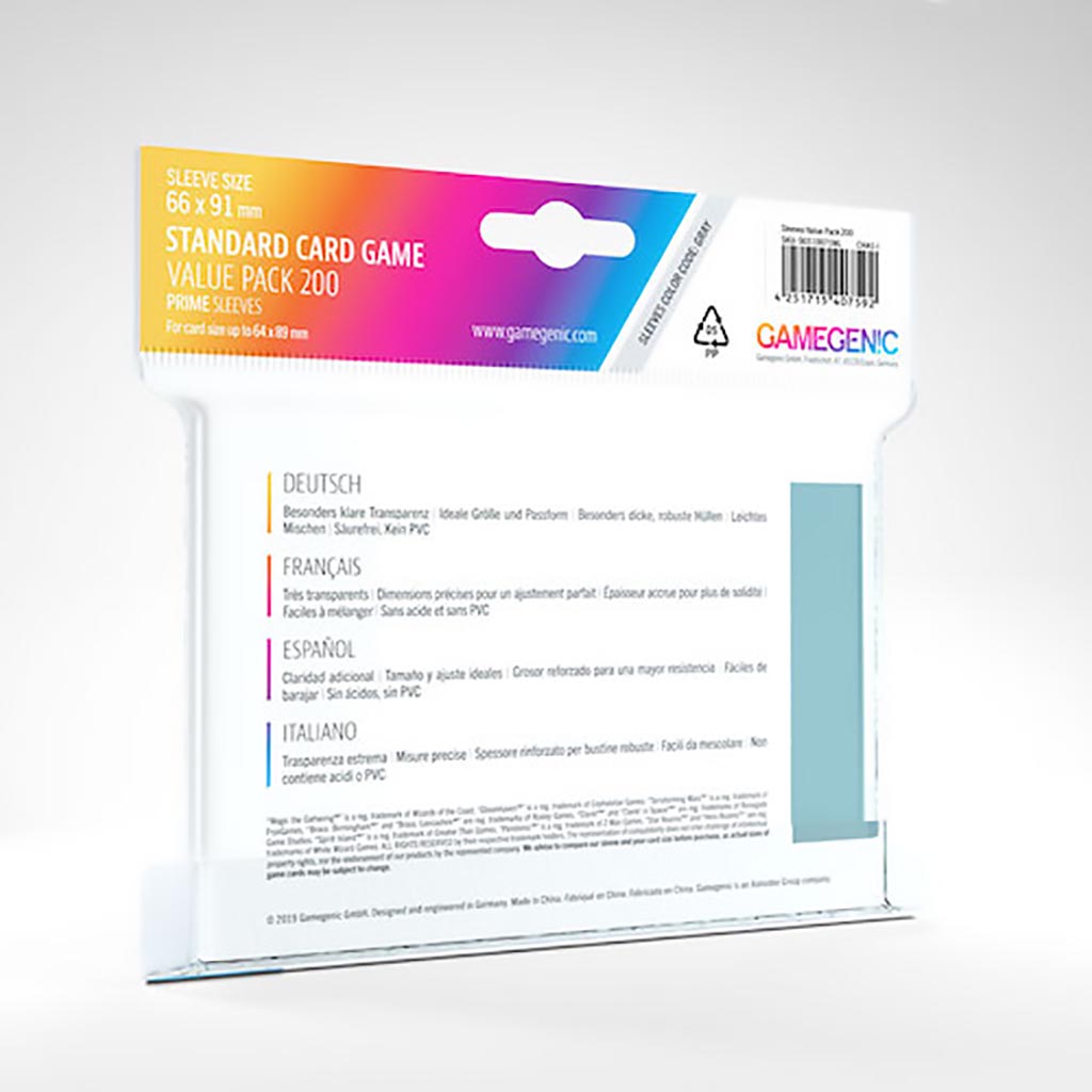 Gamegenic Value Pack Standard Card Game Sleeves (66 x 91 mm, 200 pack)
