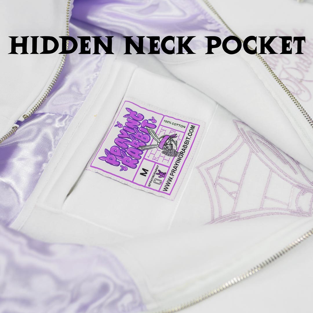 Praying Rabbit Hoodie (White/Lavender)