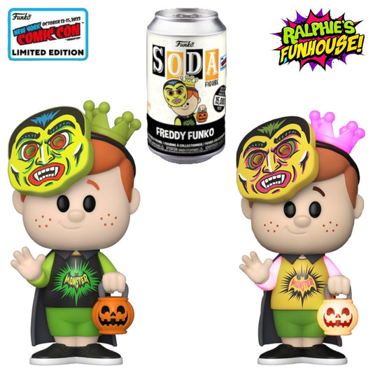 (IN STOCK!) Funko Soda Vinyl: Funko Originals - Trick or Treat Freddy Funko Sealed Can with 1 in 6 Chance at Chase (New York Comic Con Exclusive)