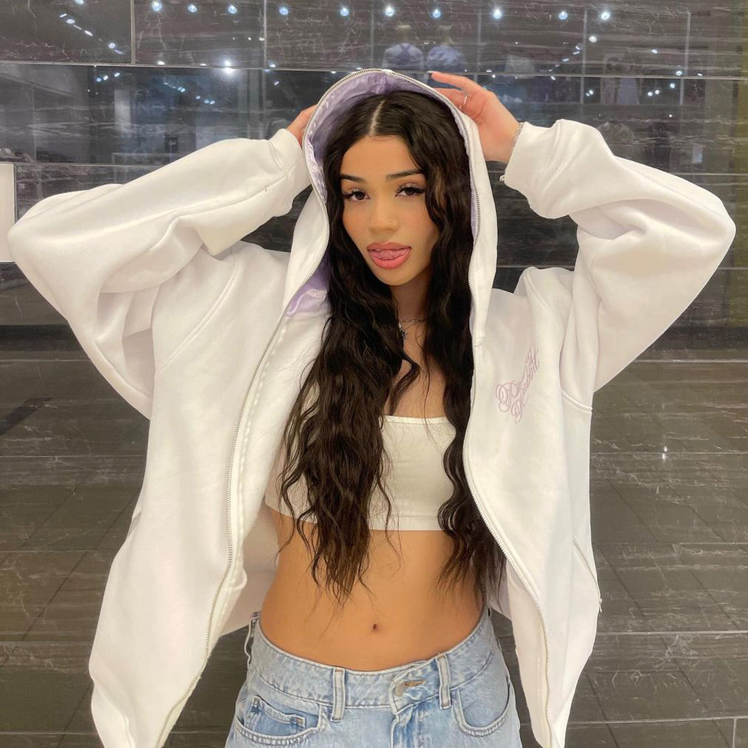 Praying Rabbit Hoodie (White/Lavender)