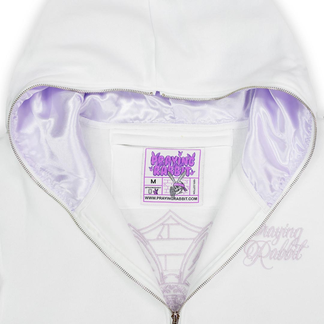 Praying Rabbit Hoodie (White/Lavender)