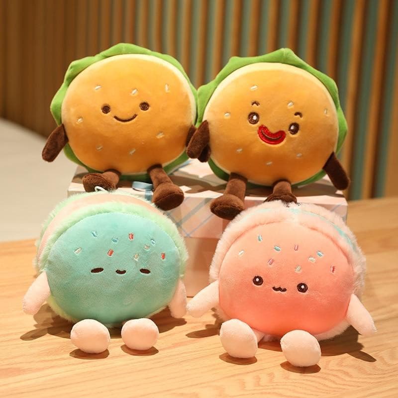 Gigantische Plumpy-Hamburger-Kun- und Macaroon-Chan-Plüschtier-Sammlung