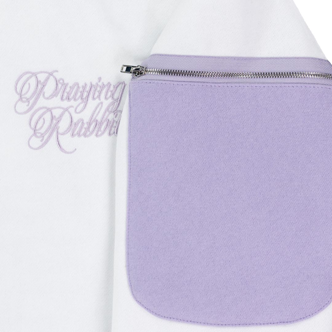 Praying Rabbit Hoodie (White/Lavender)