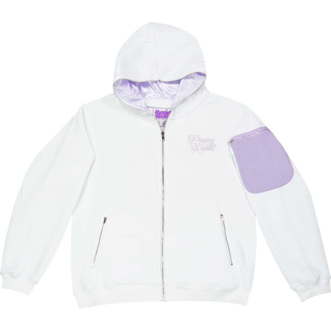Praying Rabbit Hoodie (White/Lavender)