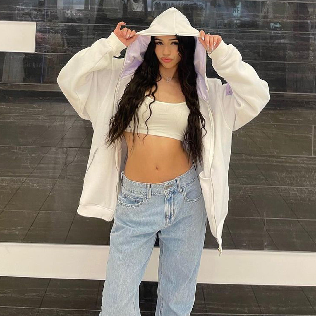 Praying Rabbit Hoodie (White/Lavender)