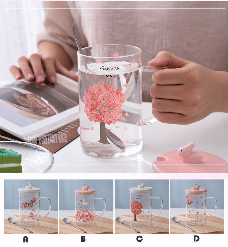 Kirschblütenbecher mit Deckel und Löffel