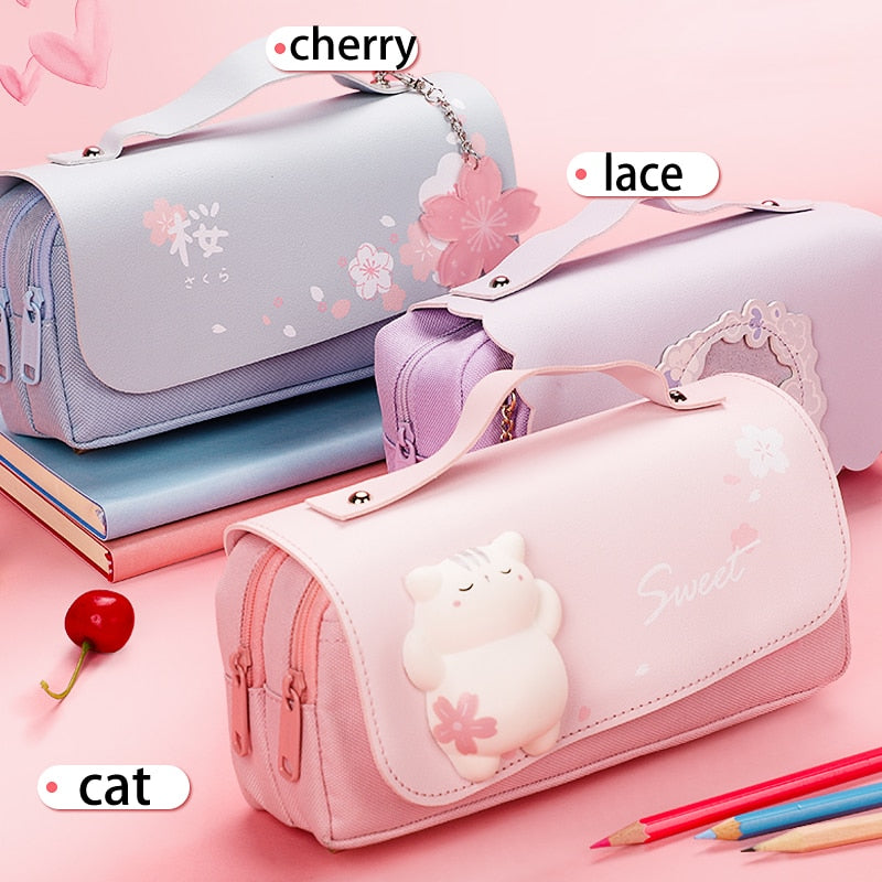 Sakura Cat Pencil Bag