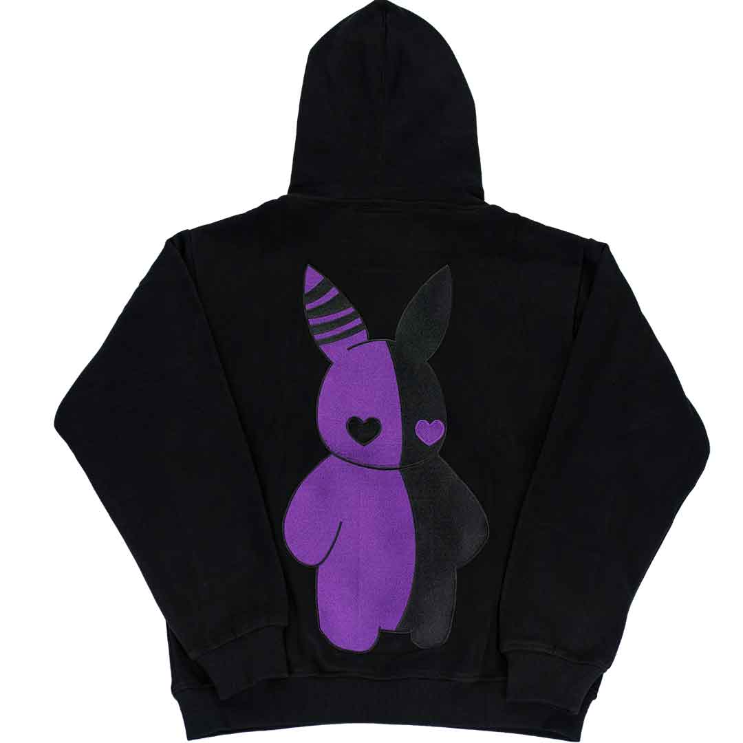 Kaninchen-Plüsch-Hoodie (Lila Stickerei)