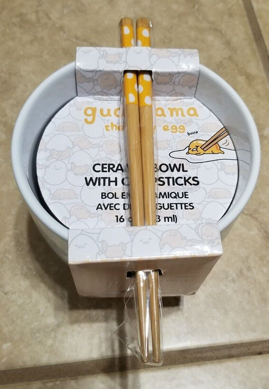 Gudetama the lazy egg Ceramic Bowl with chopsticks