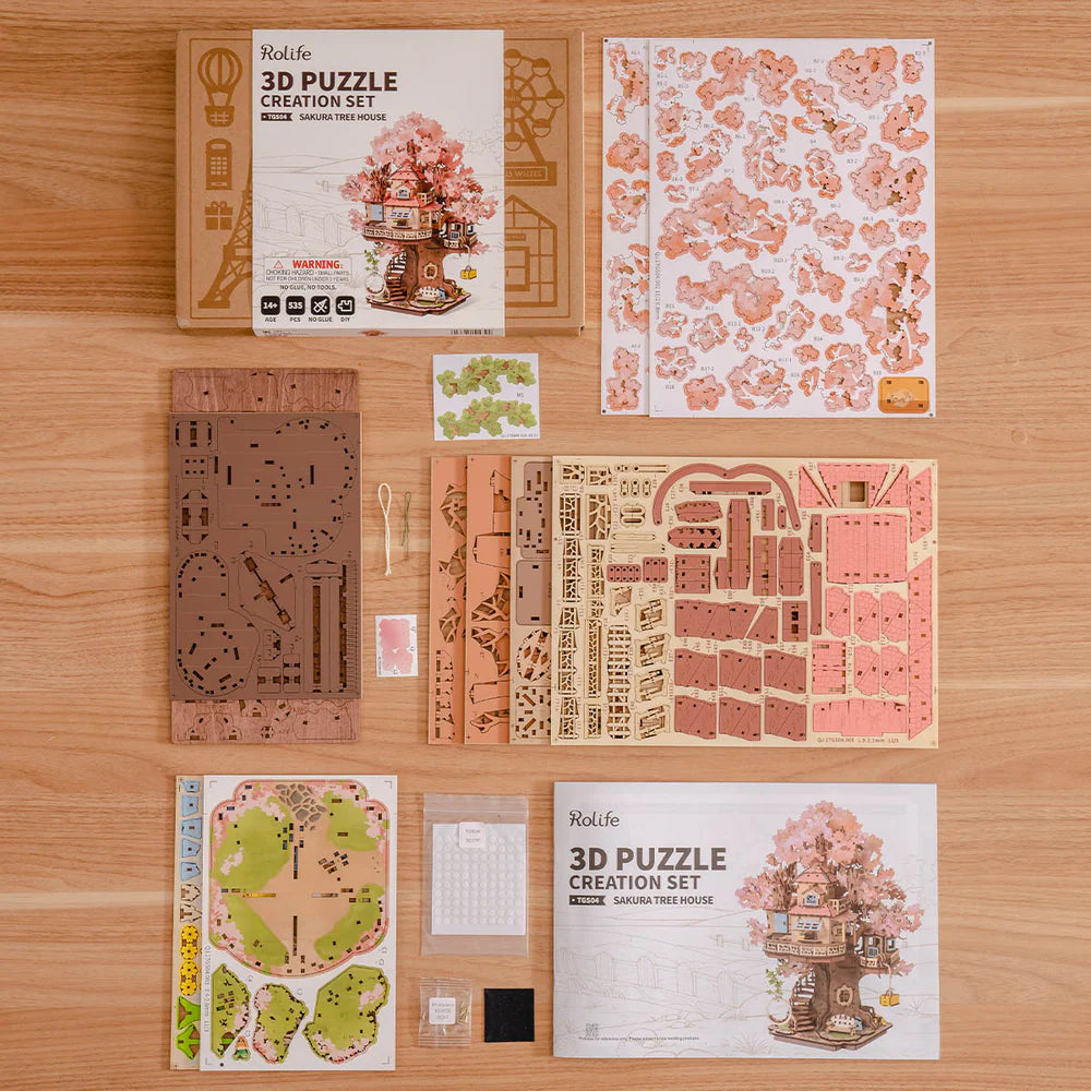 Rolife Sakura Tree House DIY Wooden 3D Puzzle