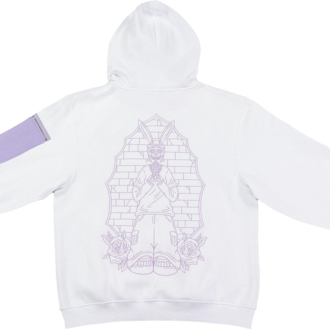 Praying Rabbit Hoodie (White/Lavender)