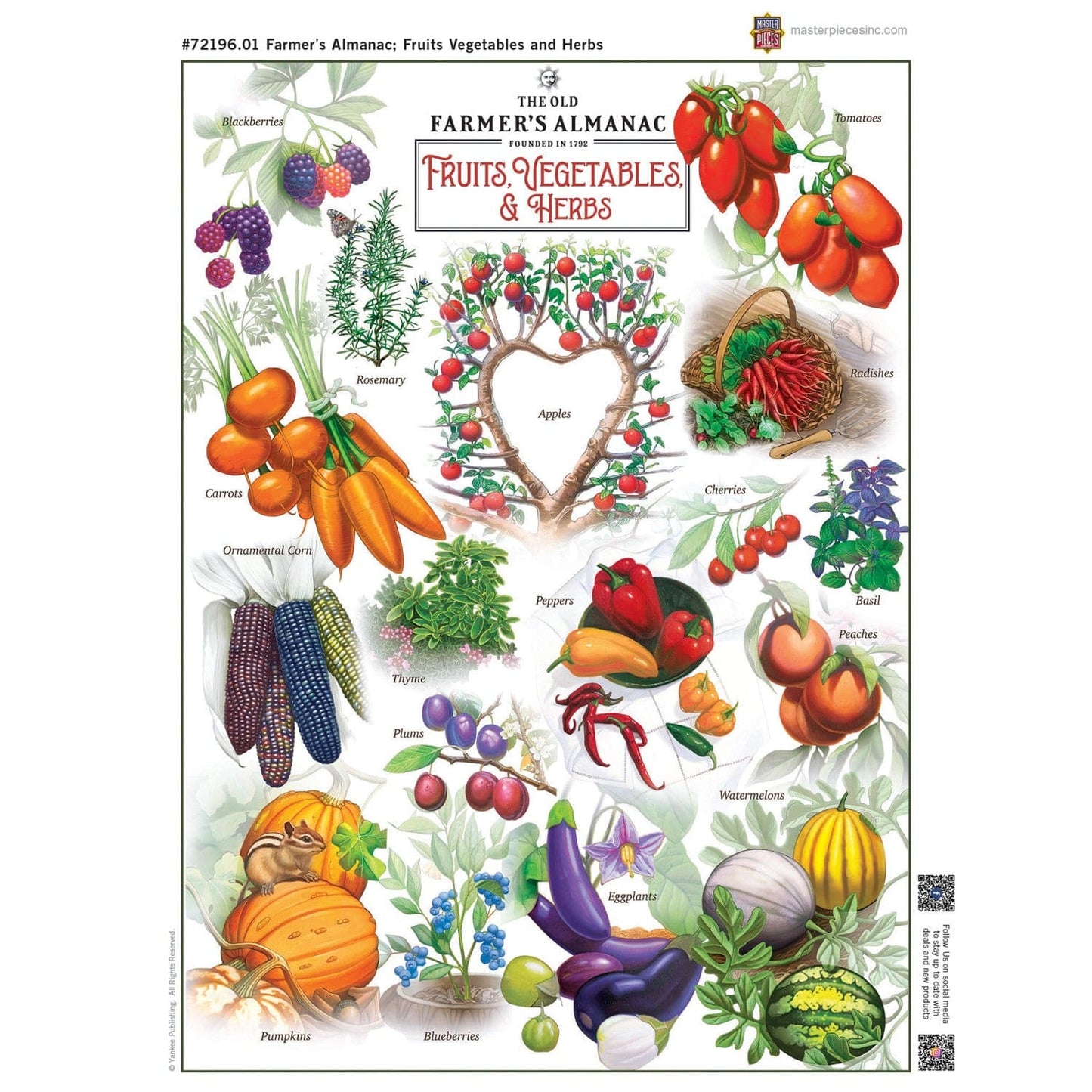 Farmer's Almanac - Fruits, Vegetables, & Herbs 1000 Piece Jigsaw Puzzle