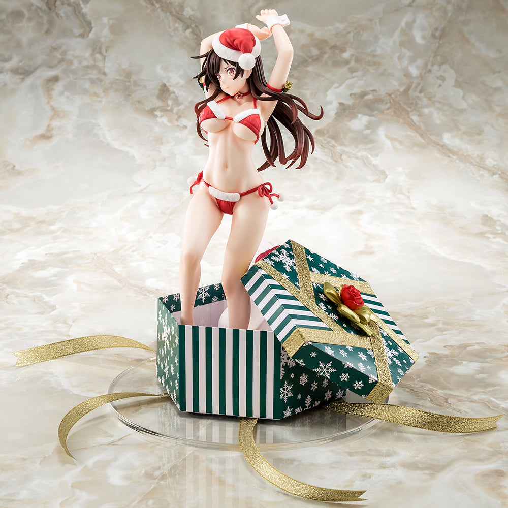 Vorbemalte Figur im Maßstab 1:6 von Rent-A-Girlfriend MIZUHARA Chizuru in einem Weihnachtsmann-Bikini als flauschige Figur. 2. Weihnachten – BALD KOMMT