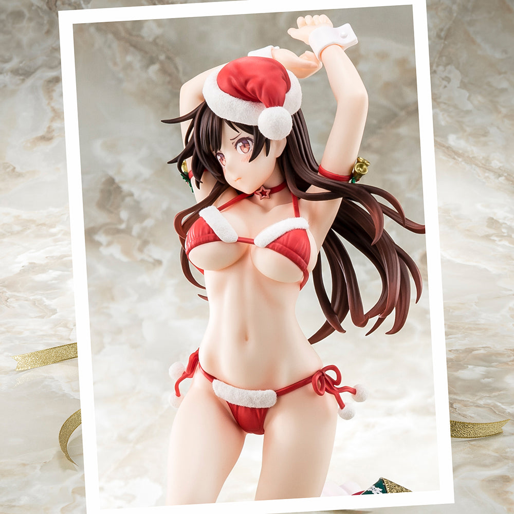 Vorbemalte Figur im Maßstab 1:6 von Rent-A-Girlfriend MIZUHARA Chizuru in einem Weihnachtsmann-Bikini als flauschige Figur. 2. Weihnachten – BALD KOMMT