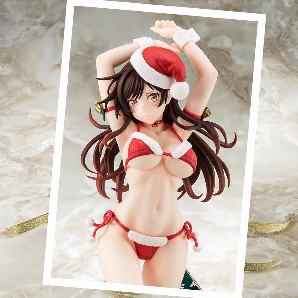 Vorbemalte Figur im Maßstab 1:6 von Rent-A-Girlfriend MIZUHARA Chizuru in einem Weihnachtsmann-Bikini als flauschige Figur. 2. Weihnachten – BALD KOMMT