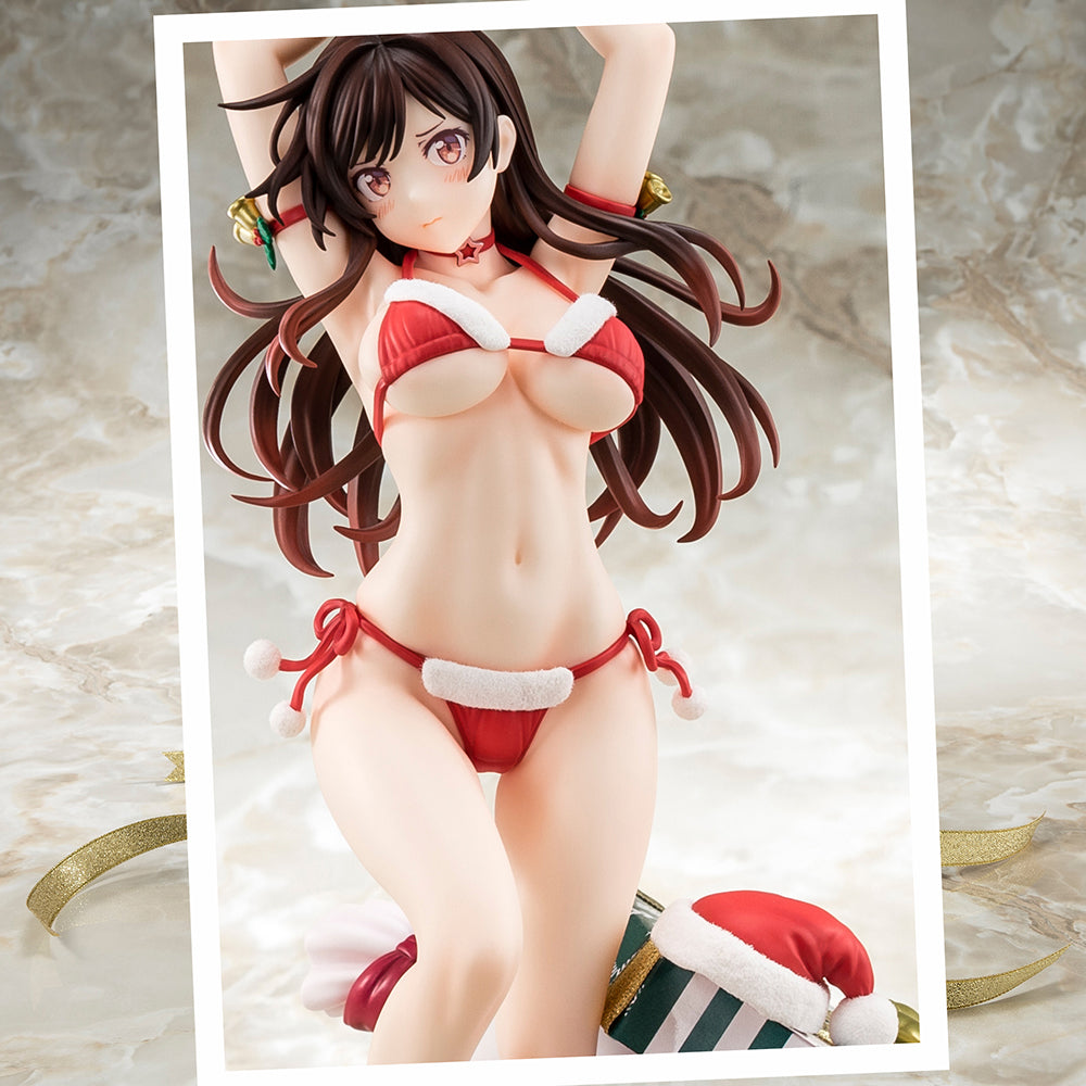 Vorbemalte Figur im Maßstab 1:6 von Rent-A-Girlfriend MIZUHARA Chizuru in einem Weihnachtsmann-Bikini als flauschige Figur. 2. Weihnachten – BALD KOMMT