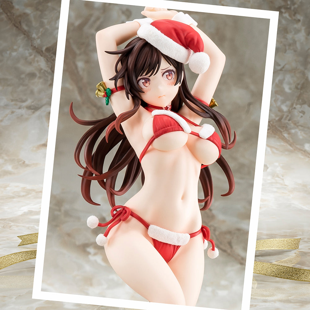Vorbemalte Figur im Maßstab 1:6 von Rent-A-Girlfriend MIZUHARA Chizuru in einem Weihnachtsmann-Bikini als flauschige Figur. 2. Weihnachten – BALD KOMMT