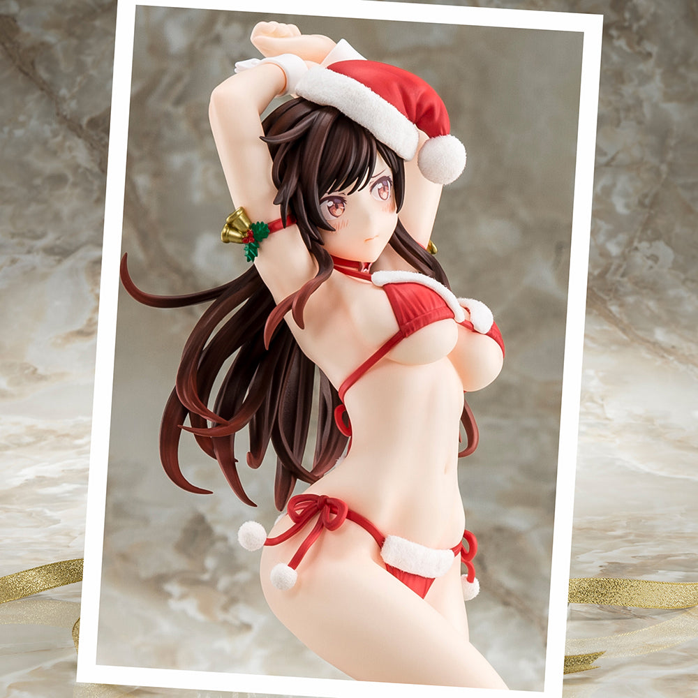 Vorbemalte Figur im Maßstab 1:6 von Rent-A-Girlfriend MIZUHARA Chizuru in einem Weihnachtsmann-Bikini als flauschige Figur. 2. Weihnachten – BALD KOMMT