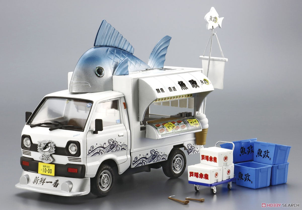 Fischhändler-Modellbausatz (Modellauto) im Maßstab 1:24 mit beweglichem Stall