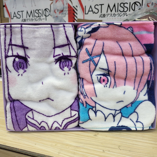 Re:Zero Emilia Rem und Ram Handtuchset Vol. 2, 7,8" x 39,3"