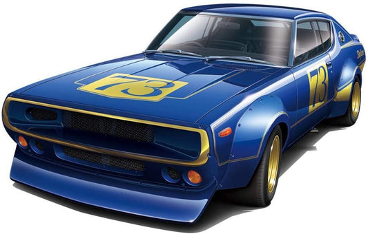 Aoshima The Model Car 1/24 Nissan KPGC110 Mythical Kenmeri Racing #73 Plastic Model Kit