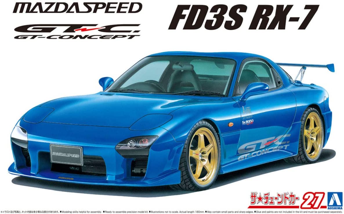 Aoshima Bunka Kyozai 1/24 The Tune Car Series No. 27 Mazda Speed FD3S RX-7 A-Spec GT Concept 1999 Plastic Model Kit