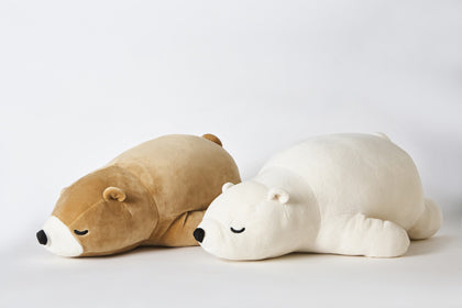 Kawaii 27" Scooshin Polar White & Brown Bear Plush Pillow Super Anime Store