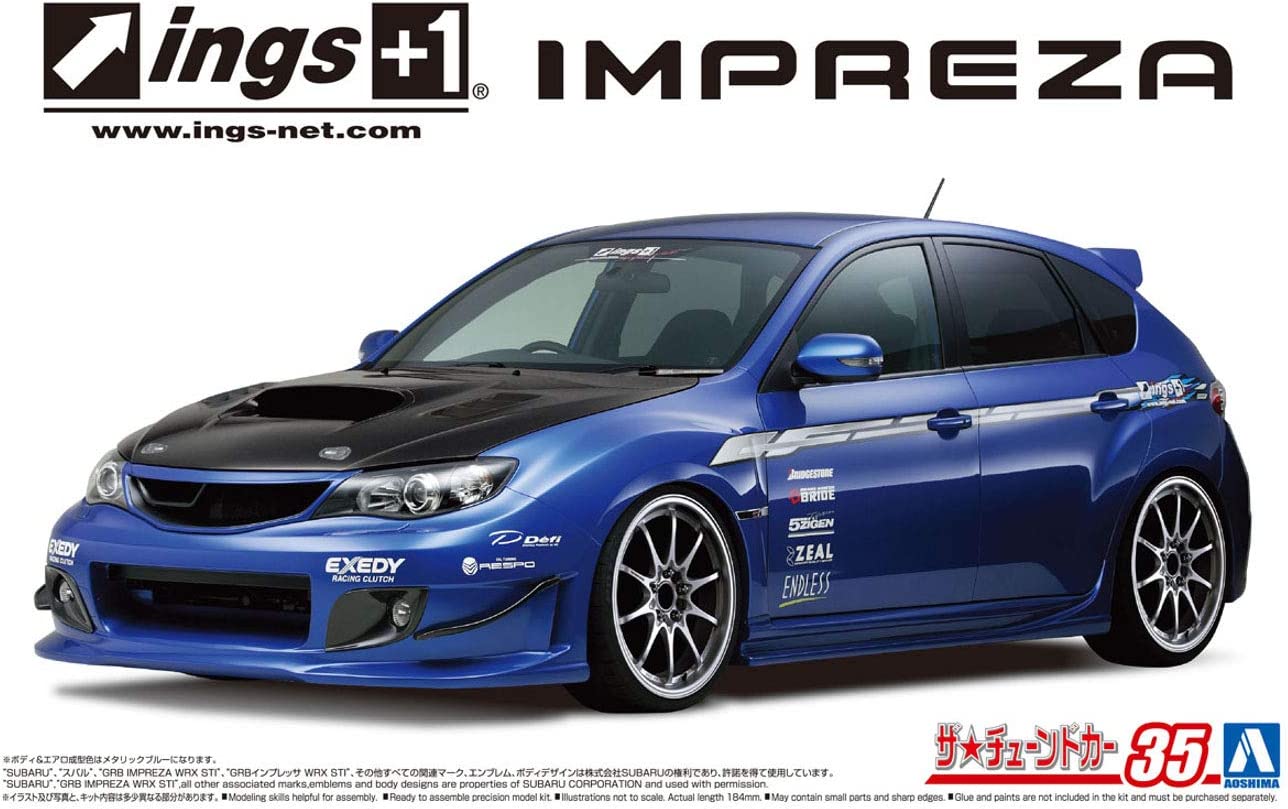 Aoshima Tuned Car No.35 58749 INGS GRB Impreza WRX STI '07 (Subaru) 1/24 Scale Model Kit