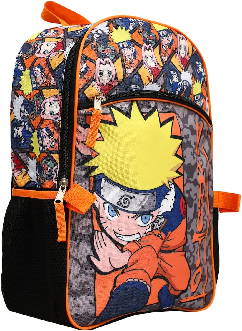 Naruto Anime Character Print Large 16 School Backpack With Lunch Bag