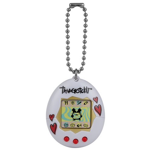 Tamagotchi Classic White Shell Red Hearts Digital Pet Super Anime Store