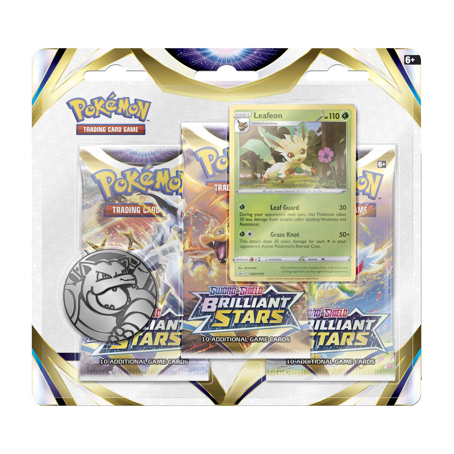 Pokmon TCG: Sword & Shield-Brilliant Stars 3 Booster Packs, Coin & Leafeon Promo Card Super Anime Store Pokmon TCG: Sword & Shield-Brilliant Stars 3 Booster Packs, Coin & Leafeon Promo Card Super Anime Store