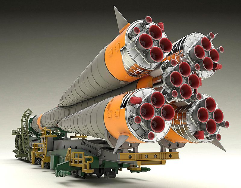 MODEROID 1/150 Modelo de plástico Soyuz Rocket & Kit de modelo de tren de transporte