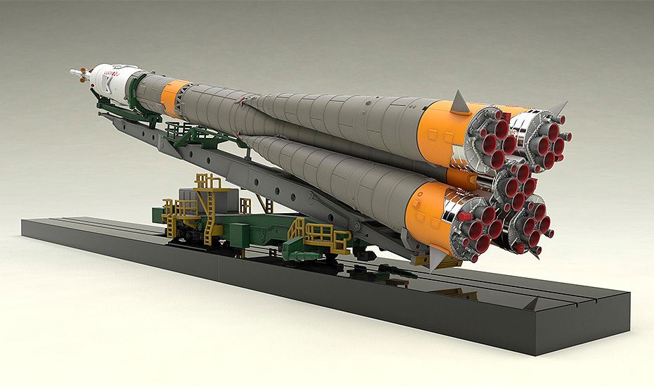 MODEROID 1/150 Modelo de plástico Soyuz Rocket & Kit de modelo de tren de transporte