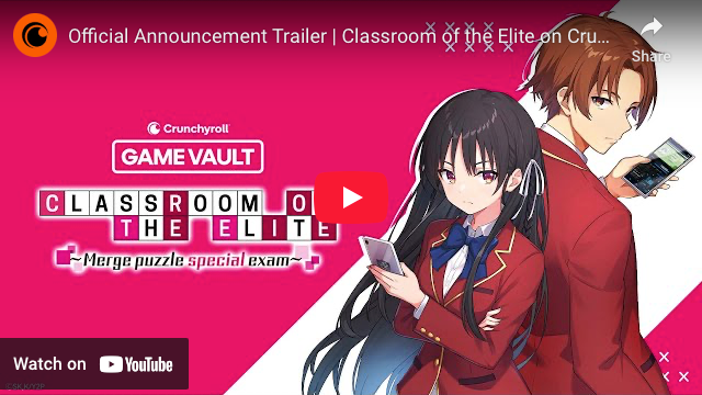 Crunchyroll Adds English Classroom of the Elite Puzzle Game to Vault