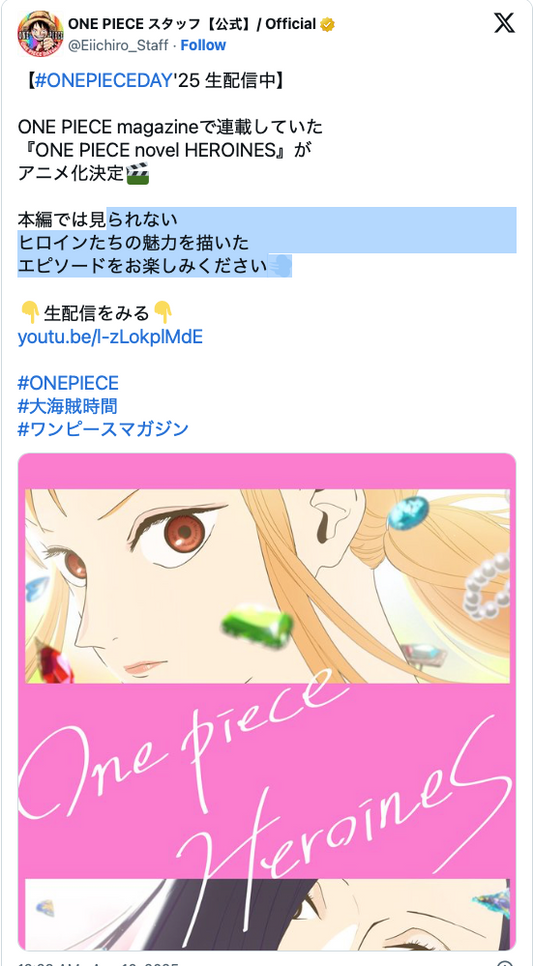 One Piece: Heroines Novels Get Anime