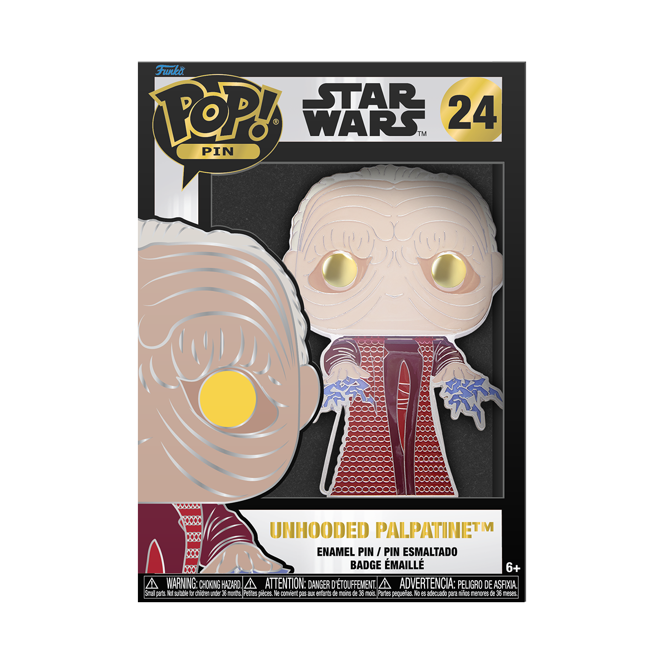 Funko Pop! Pins: Star Wars - Unhooded Palpatine Glow-In-The-Dark Pin