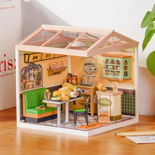 DIY Book Nook Shelf Insert Kit – Hong Kong Bites Cafe | Robotime Cha Chaan Teng Miniature Diorama