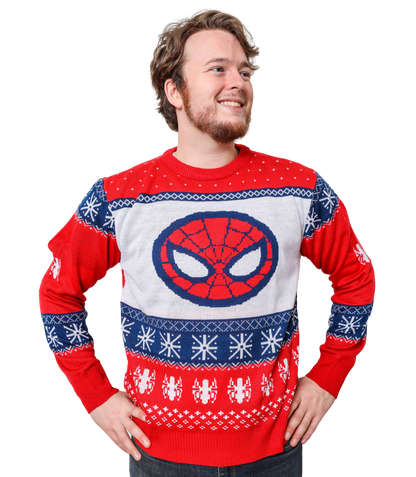 Marvel Spider-Man Symbol Offcially Licesned Adult Holiday Ugly Christmas Sweater