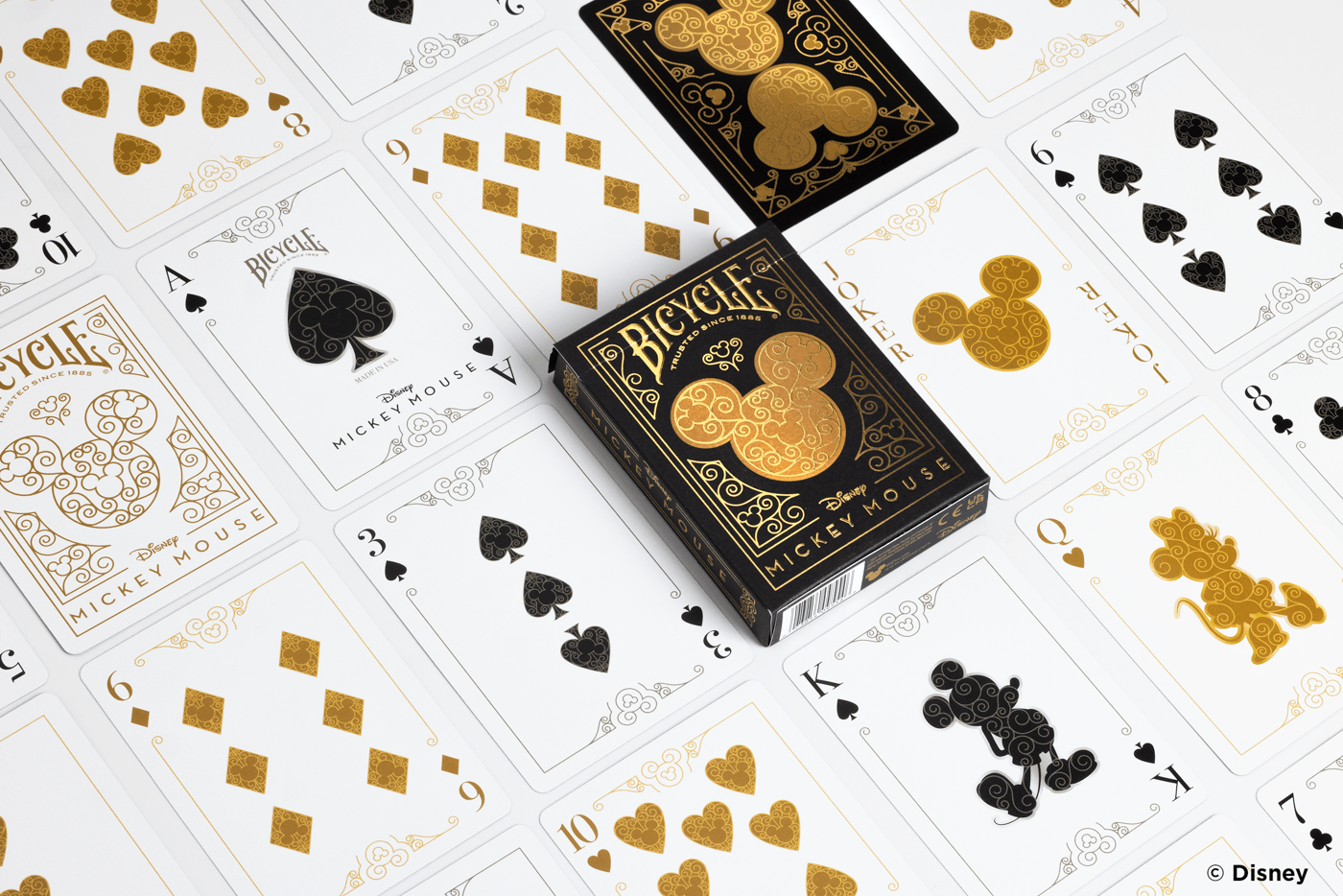 Disney Mickey Mouse inspired Black and Gold Playing Cards