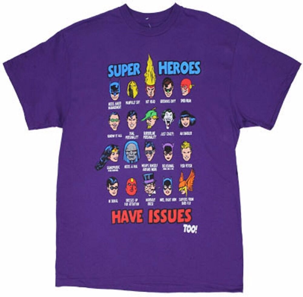 Super Heroes Have Issues Too DC Comics Adult T-Shirt