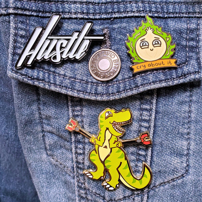 "Hustle" Hand-Lettered Pin