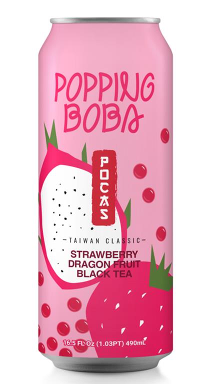 Bubble Tea - Popping Boba - Strawberry Dragon Fruit Oolong tea with tapioca pearls Tea 490ml