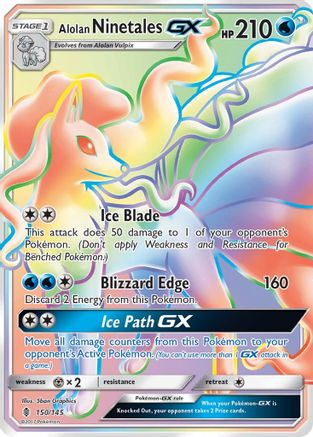 Alolan Ninetales GX (Secret) 150/145 - SM  Guardians Rising Holofoil