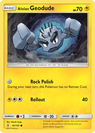 Alolan Geodude 040/145 - SM  Guardians Rising Reverse Holofoil