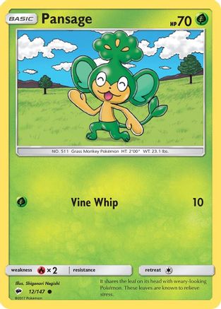 Pansage 012/147 - SM  Burning Shadows Reverse Holofoil